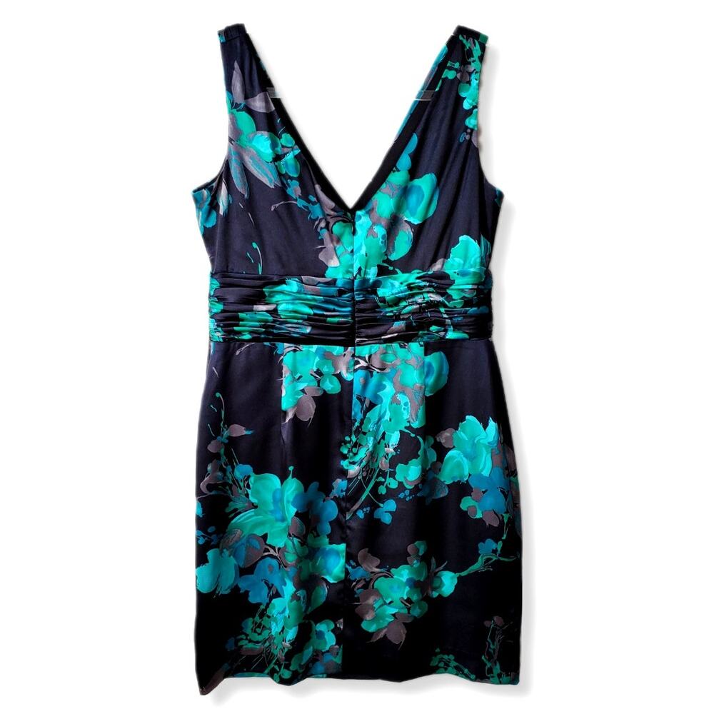 Evan Picone Black Floral Sheath Dress 10 Dark Romance Cocktail Wedding Guest